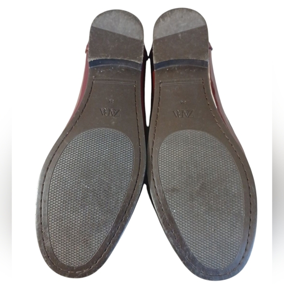 Zara Burgundy Patent Leather Loafers Women's Red Slip On Flats Size 6 - Picture 9 of 11